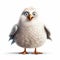 Cute Fluffy Seagull: Full Length Background With White Wideangle Perspective
