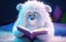 Cute fluffy Yeti in kawaii reading a book