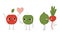 Cute Flushed Fruit and Vegetables Kissing and Giving Heart Balloon Vector Set