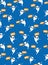 Cute Flying Ghosts Vector Pattern. White Adobrable Ghosts on a Blue Background.