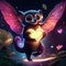 Cute Flying Lemur hugging heart Illustration of a cute cartoon monkey with wings holding a heart. generative AI