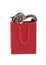 Cute flying squirrel and little red shopping bag.