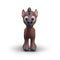 Cute foal, front view. 3D brown horse with black nose. Vector creature in plasticine style