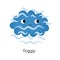 Cute foggy weather character for kids. Print with a funny cloud