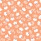 Cute folk abstract hand-drawn tulip flowers on coral background vector seamless pattern. Whimsical floral print.