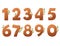 Cute font of numbers wooden style. Vector isolates on a white background