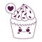 Cute food cupcake love heart sweet dessert pastry cartoon isolated design line style