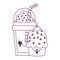 Cute food frappe and cupcake cherry sweet dessert pastry cartoon isolated design line style