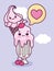 Cute food ice cream cone and cup cherry love sweet dessert pastry cartoon