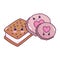 Cute food ice cream cookies and biscuits sweet dessert pastry cartoon isolated design