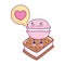 Cute food ice cream macaroon love heart sweet dessert pastry cartoon isolated design