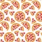 Cute food pattern with tasty italian pizza