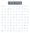 Cute food vector line icons set. Adorable, Cuddly, Darling, Delightful, Diminutive, Endearing, Fetching illustration