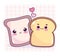 Cute food white and whole wheat bread love sweet dessert pastry cartoon