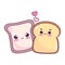 Cute food white and whole wheat bread love sweet dessert pastry cartoon isolated design