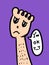 Cute foot cartoon on purple background