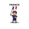Cute Football Player Holding France Flag