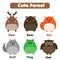 Cute forest animals wildlife set. Children style, isolated design elements, illustration