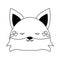 Cute fox animal cartoon in black and white