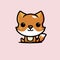 Cute fox animal cartoon character in a relaxed sitting position
