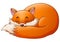 Cute fox cartoon sleeps