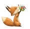 Cute fox with floral bouqet