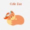 Cute fox in floral wreath sleeping isolated icon