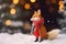 Cute fox miniature for Christmas holiday. Generate ai