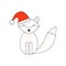 Cute fox. New Year and Christmas holiday card