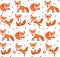 Cute fox seamless pattern. Foxy endless background, texture.