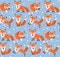 Cute fox seamless pattern. Foxy endless background, texture.