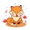 Cute fox vector Kawaii animal cartoon, autumn woodland forest characters