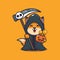 Cute fox wearing grim reaper costume