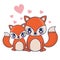 cute foxes couple characters vector illustration