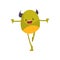 Cute Freaky Horned Monster, Funny Happy Green Alien Cartoon Character Vector Illustration