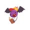 Cute Freaky Monster, Funny Bat Cartoon Character Reading Book Vector Illustration