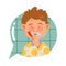 Cute Freckled Boy Brushing His Teeth in the Morning Vector Illustration