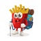 Cute french fries mascot adventure trekking