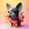 Cute Frenchie dog portrait colorful background pets concept