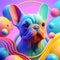 Cute Frenchie dog portrait colorful background pets concept