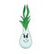 Cute fresh green onion cartoon character. Spring vegetable with funny face