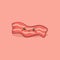 Cute Fried Beef Bacon Breakfast Food Vector Cartoon
