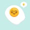 Cute fried egg cartoon character isolated on background vector illustration. Funny fast food menu emoticon face icon. Worried