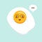 Cute fried egg cartoon character isolated on background vector illustration. Funny fast food menu emoticon face icon. Worried