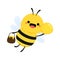 Cute friendly bee. Cartoon happy flying. Insect character.