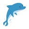 Cute friendly blue dolphin jumping cartoon vector illustration