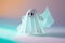 Cute friendly halloween ghost on a pastel background. Generative ai