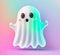 Cute friendly halloween ghost on a pastel background, generative AI