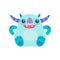 Cute Friendly Horned Monster, Funny Alien Cartoon Character Fantastic Creature Vector Illustration