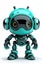 Cute friendly teal-black robot isolated on white background. Created using generative AI
